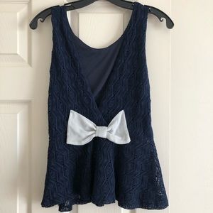 Navy tank top & bow
